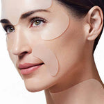 Closeup of a model wearing anti wrinkle patches